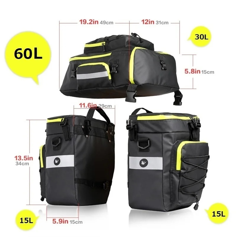 60л 3 в 1 горный дорожный вело – обзор и цена Panniers Waterproof Rear